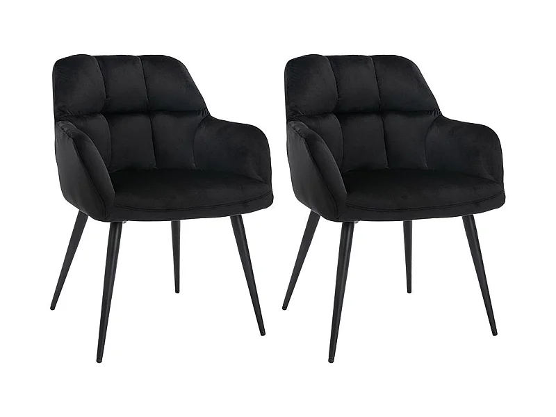 Lot de 2 chaises  avec accoudoirs - Velours et métal - Noir - PEGA de Pascal MORABITO