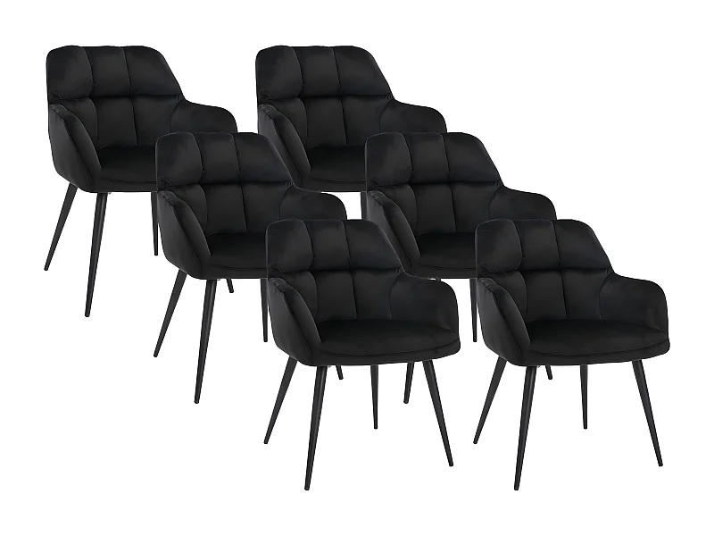 Lot de 6 chaises  avec accoudoirs - Velours et métal - Noir - PEGA de PASCAL MORABITO