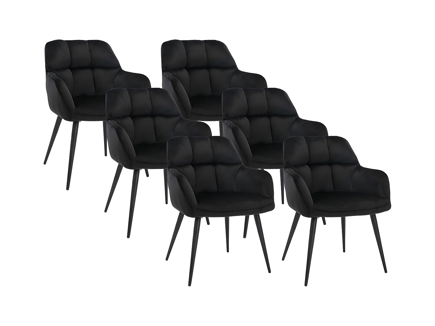 Stuhl 6er-Set - Samt & Metall - Schwarz - PEGA von Pascal MORABITO