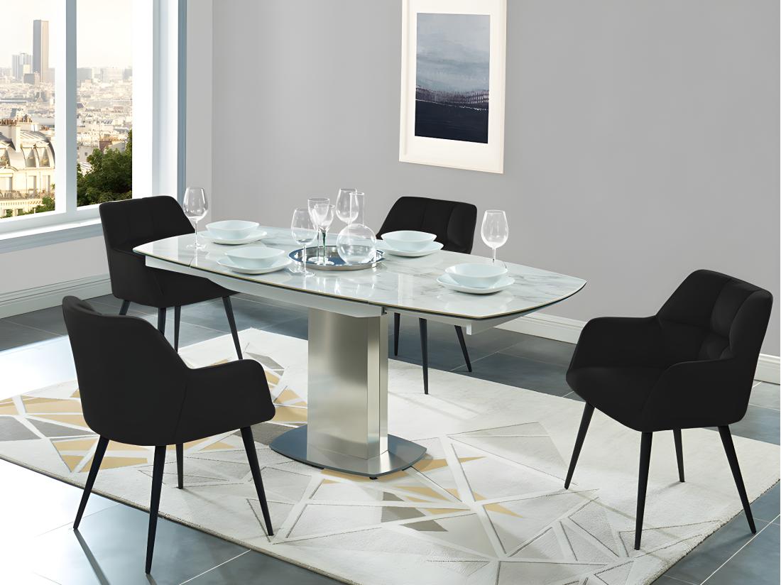 vente unique Lot de 6 chaises avec accoudoirs - Velours et métal - Noir - PEGA de PASCAL MORABITO