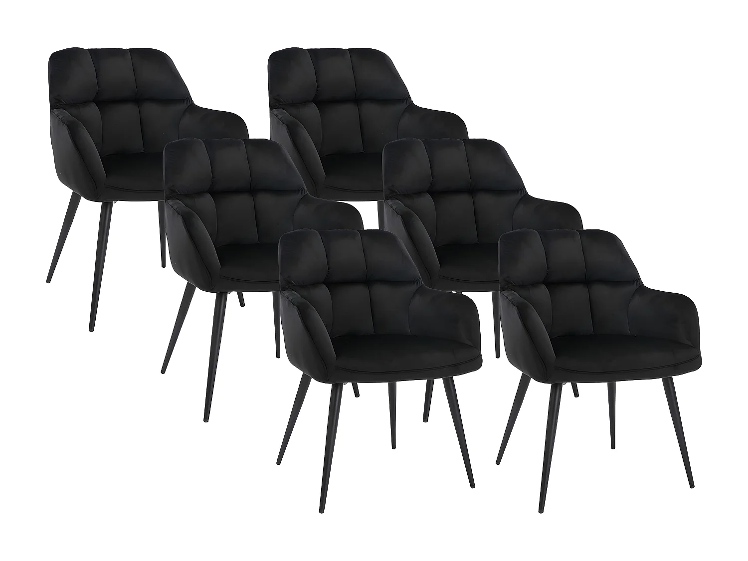 Lot de 6 chaises  avec accoudoirs - Velours et métal - Noir - PEGA de PASCAL MORABITO