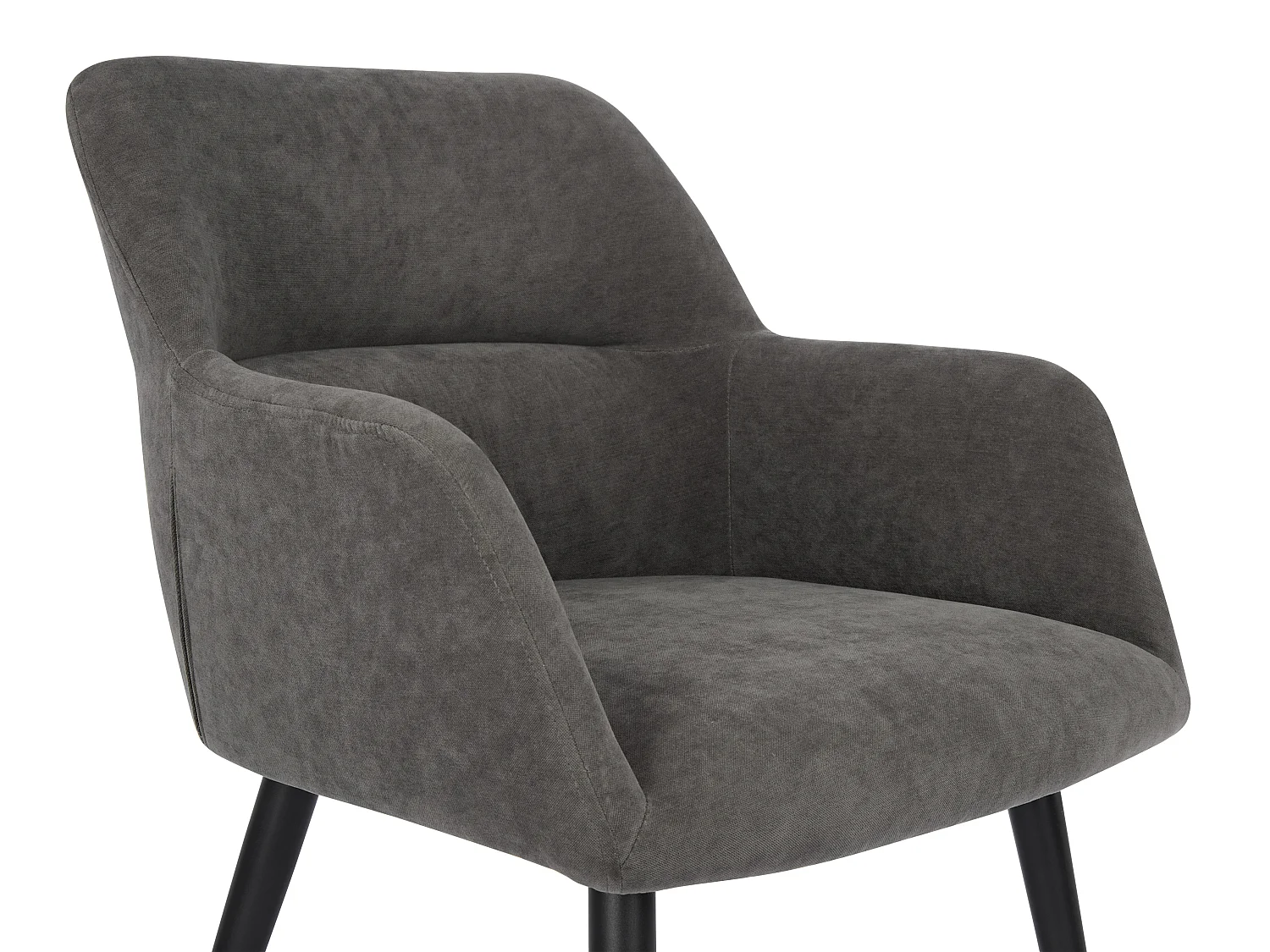 Lot de 2 chaises avec accoudoirs en tissu et métal noir - Gris - HEKA