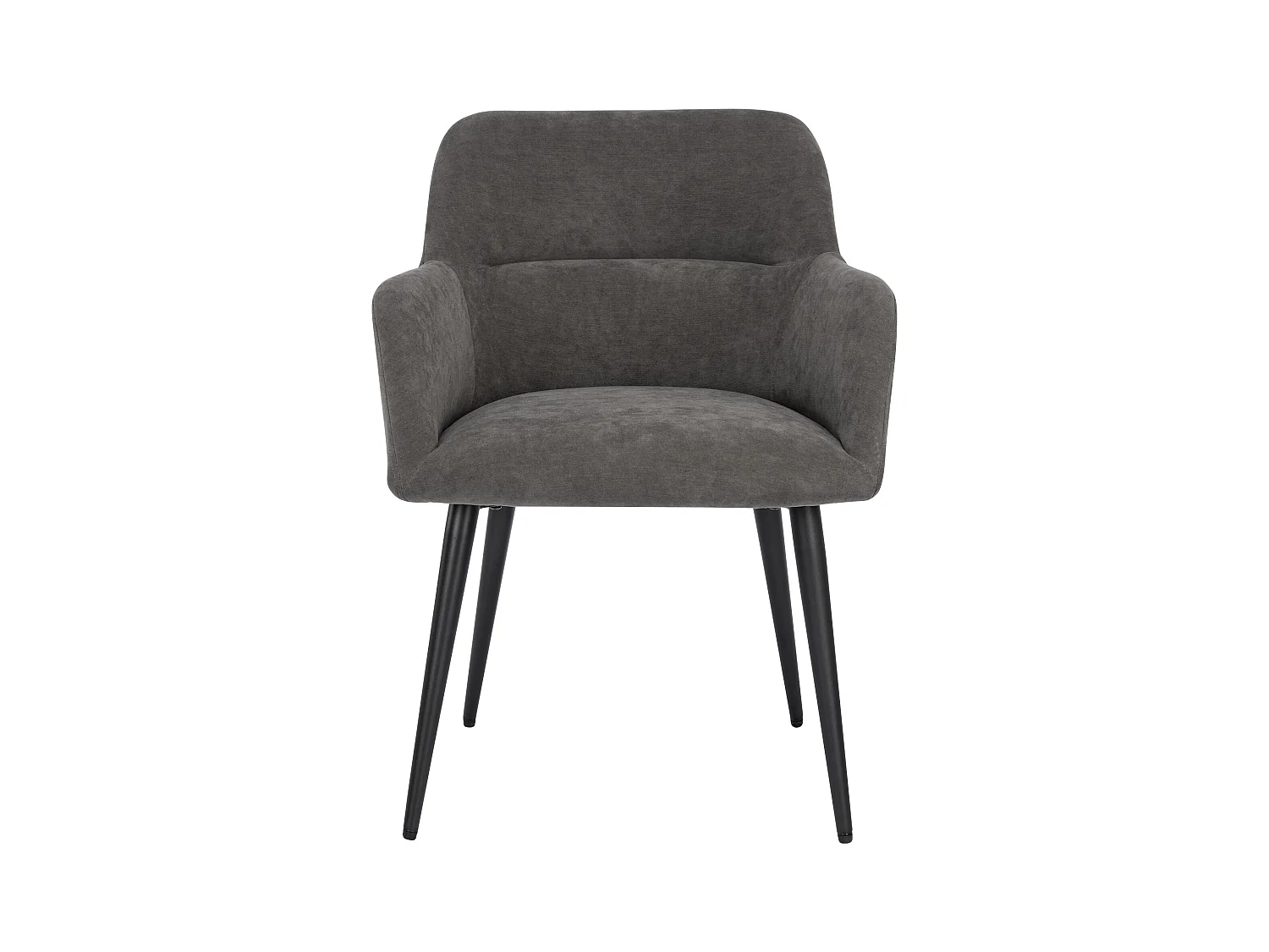 Stuhl mit Armlehnen 2er-Set - Stoff &  schwarzes Metall - Grau - HEKA