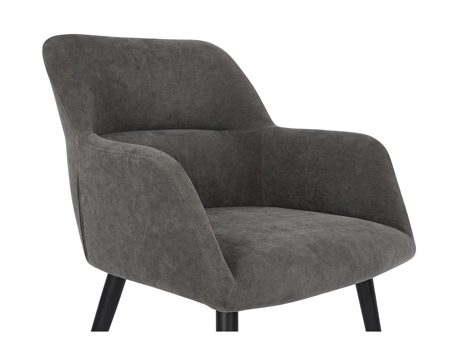 Stuhl mit Armlehnen 2er-Set - Stoff &  schwarzes Metall - Grau - HEKA