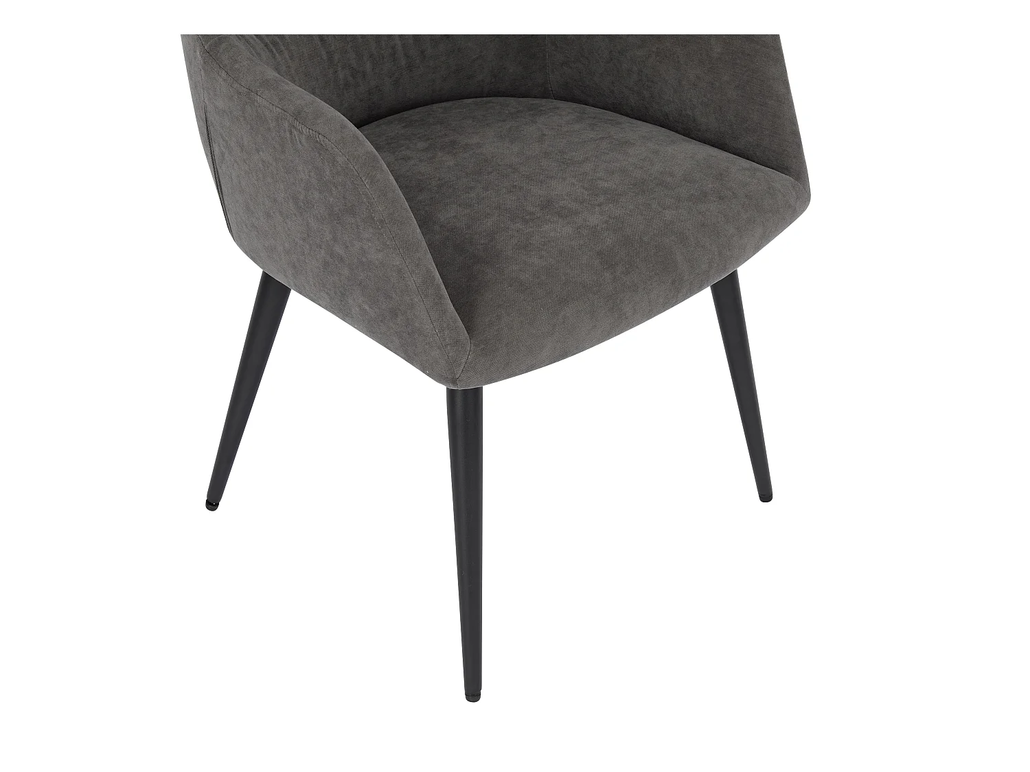 Stuhl mit Armlehnen 2er-Set - Stoff &  schwarzes Metall - Grau - HEKA