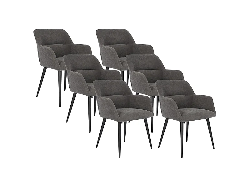 Stuhl 6er-Set - Stoff & Metall - Grau - HEKA