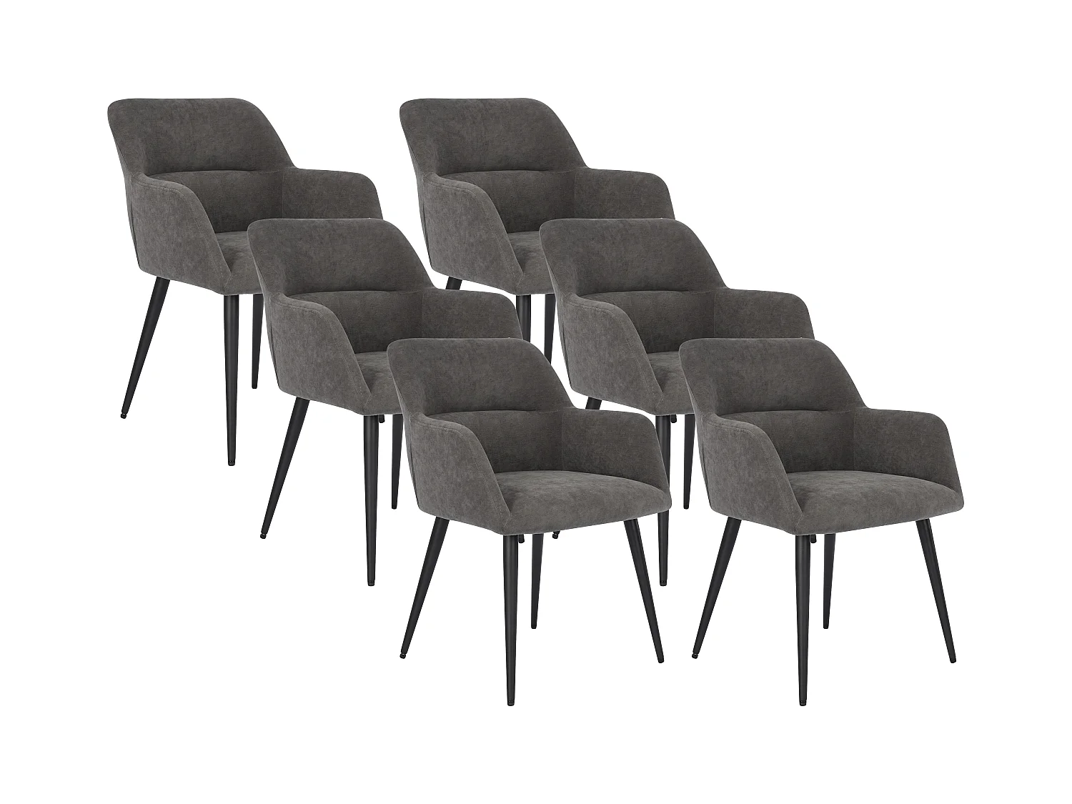 Stuhl 6er-Set - Stoff & Metall - Grau - HEKA