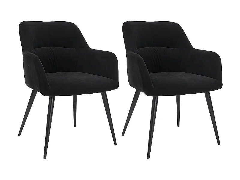 Set van 2 stoelen HEKA - Met armleuningen - Stof en metaal - Zwart