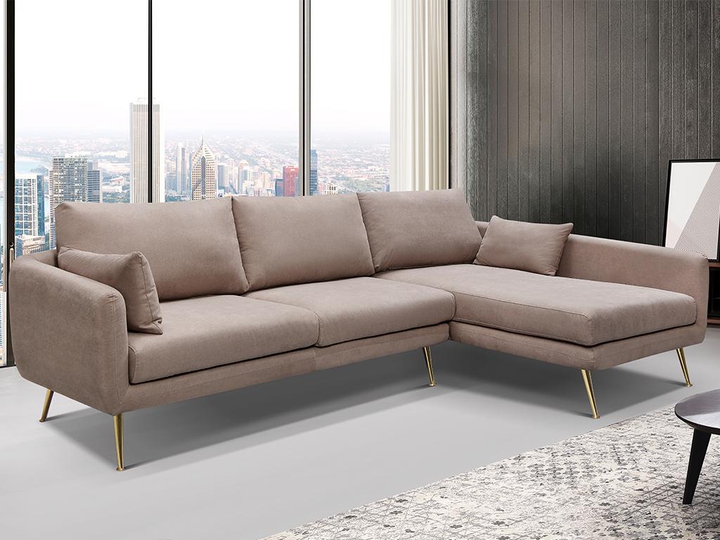 Ecksofa BETH - Ecke rechts - Stoff - Beige