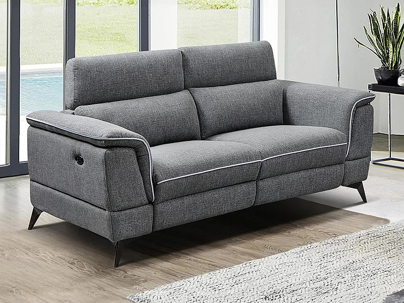 Relaxsofa elektrisch 2-Sitzer - Stoff - Grau - MACARI