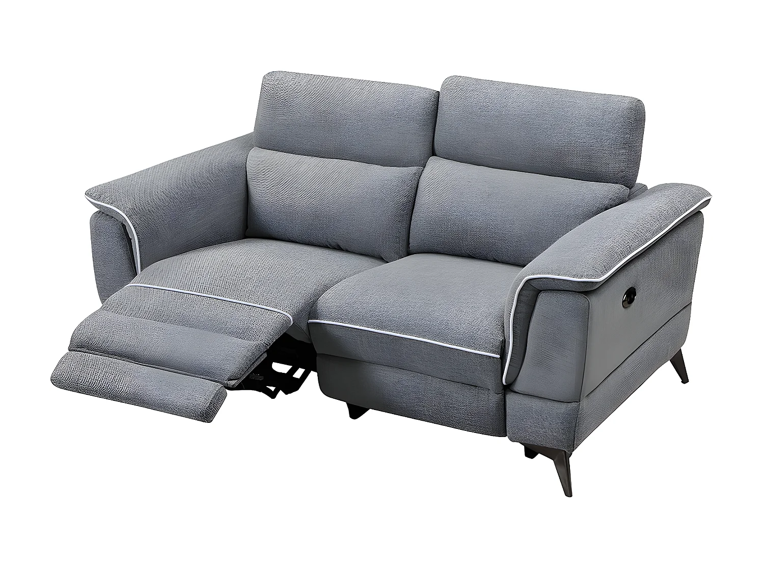 Canapé 2 places relax électrique en tissu gris MACARI