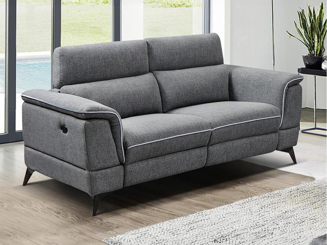 Kanapa 2-osobowa z elektryczną funkcją relax, z tkaniny w kolorze szarym MACARI