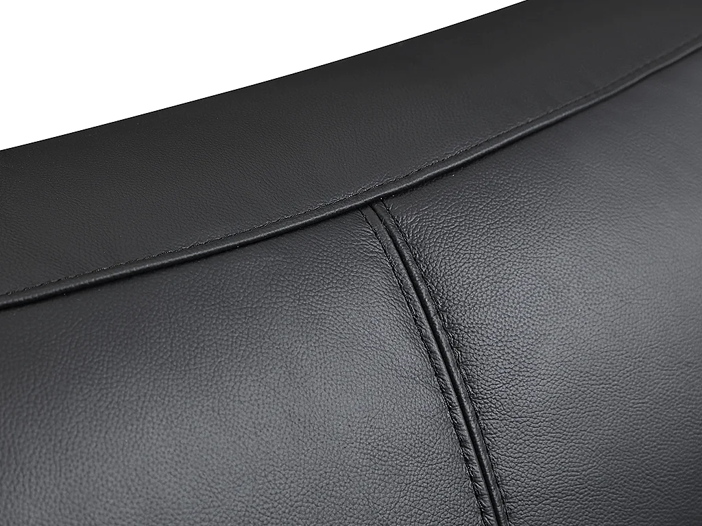 Ledersofa 3-Sitzer - Schwarz mit grauer Ziernaht - BATUCO