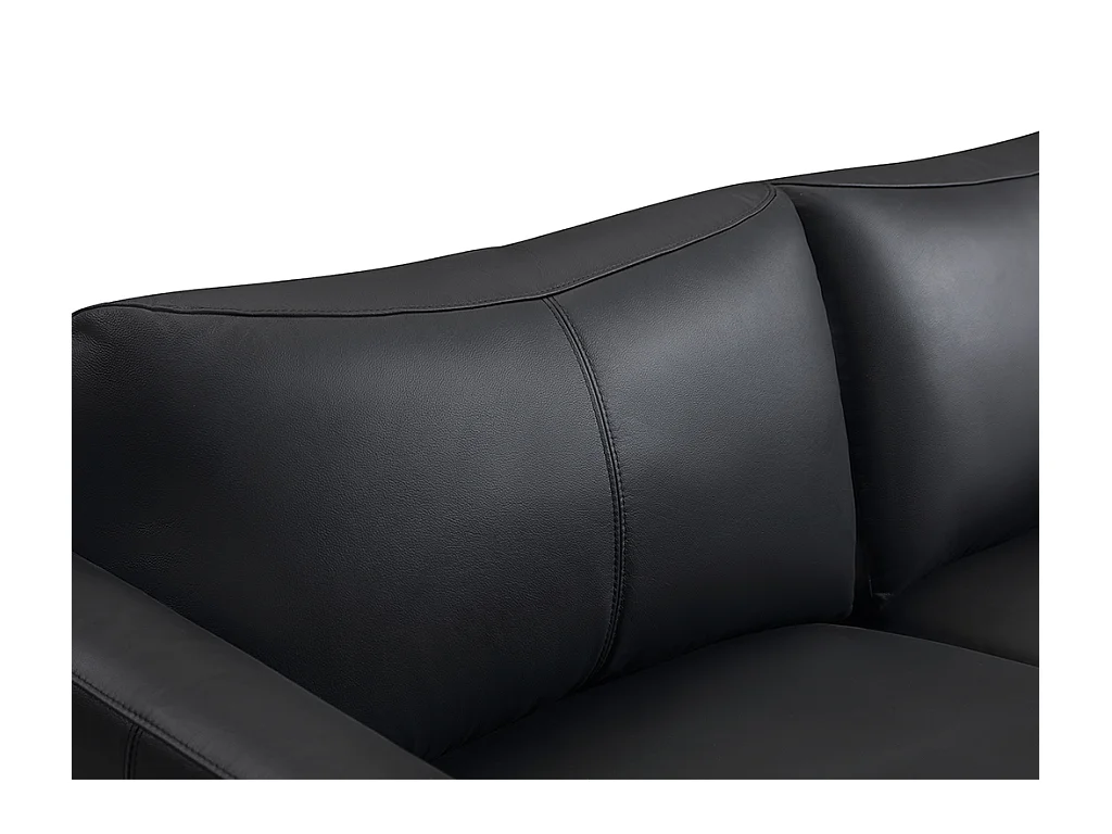 Sofá de 3 plazas de piel negro con ribete gris BATUCO