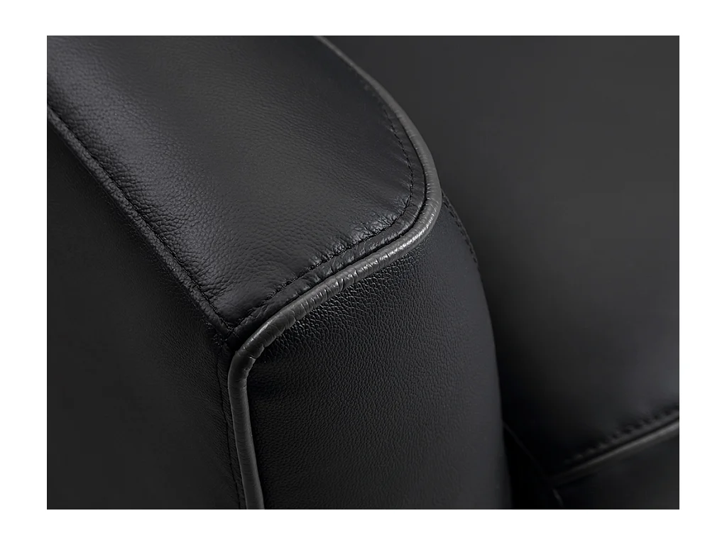 Sofá de 3 plazas de piel negro con ribete gris BATUCO