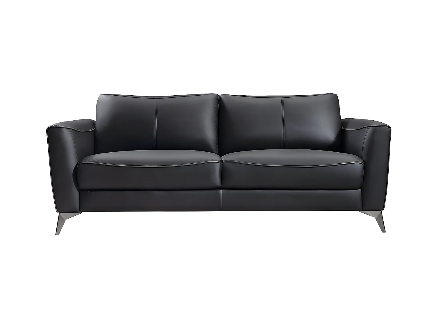 Sofá de 3 plazas de piel negro con ribete gris BATUCO