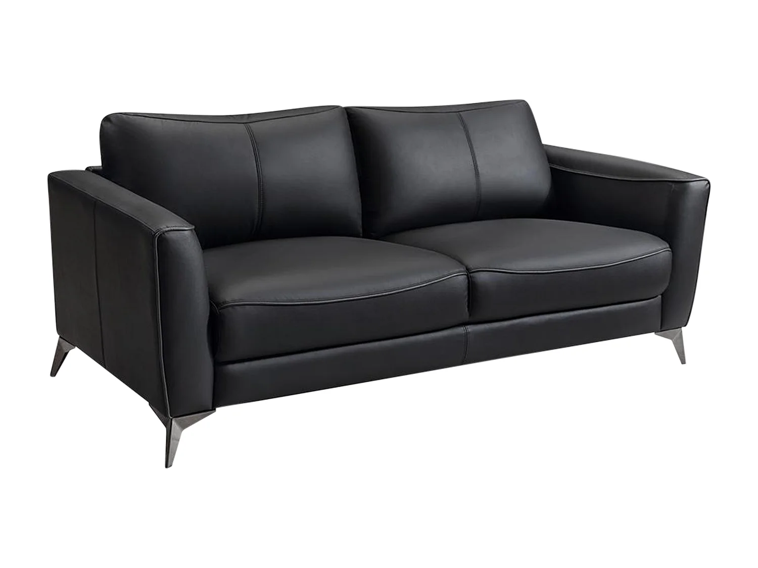 Divano 3 posti in Pelle Nero e Profilo Grigio - BATUCO