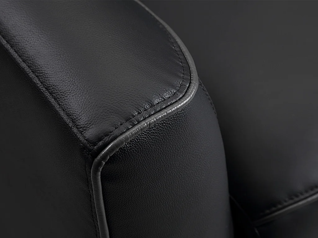 Divano 3 posti in Pelle Nero e Profilo Grigio - BATUCO