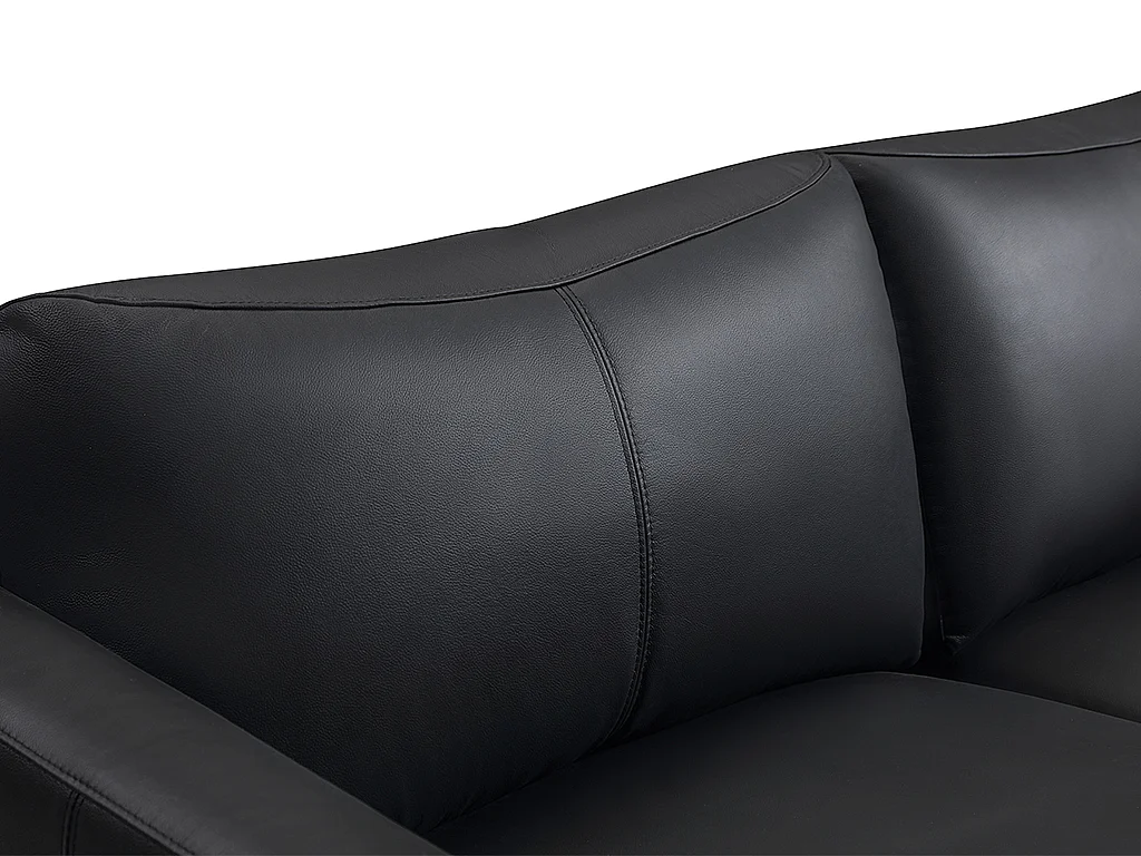 Divano 3 posti in Pelle Nero e Profilo Grigio - BATUCO