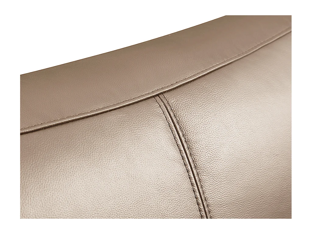 Kanapa 3-osobowa skórzana w kolorze brązowym, z beżowymi lamówkami BATUCO