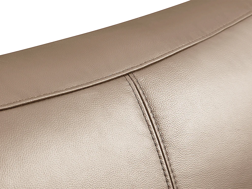 Ledersofa 3-Sitzer - Braun mit beiger Ziernaht - BATUCO