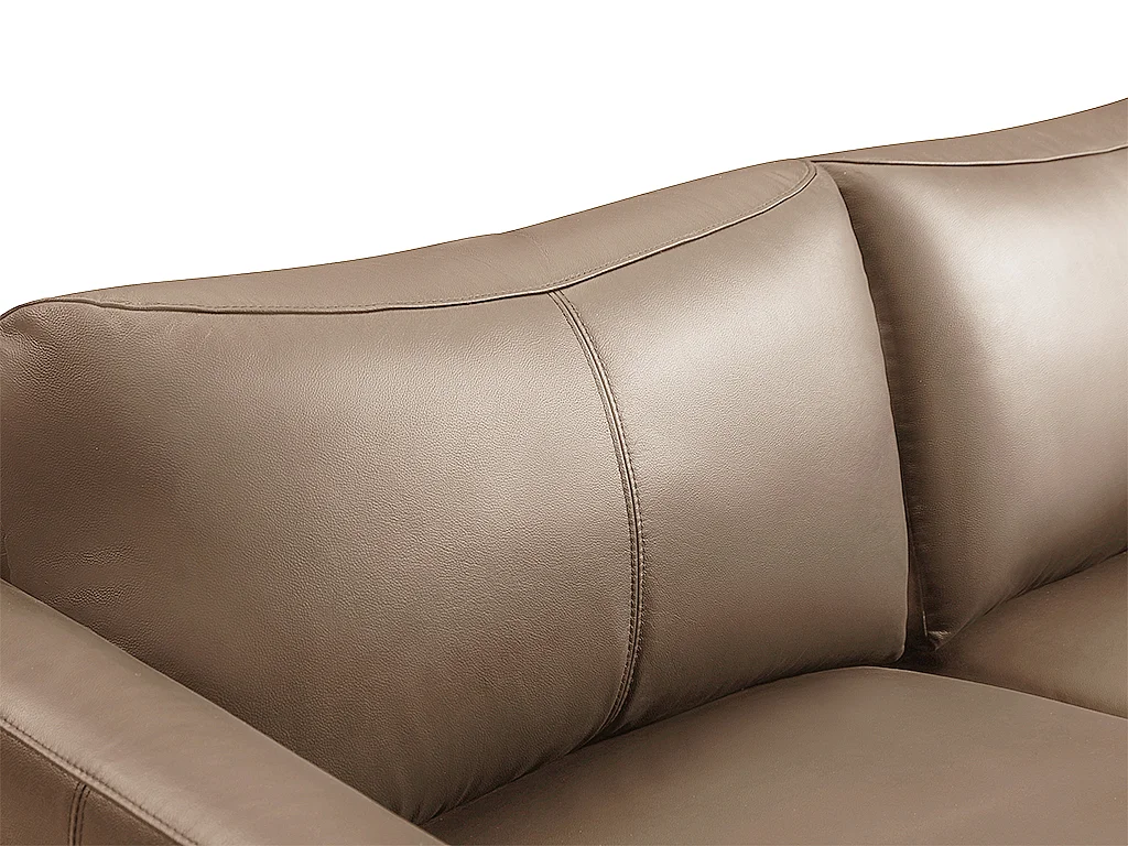 Ledersofa 3-Sitzer - Braun mit beiger Ziernaht - BATUCO