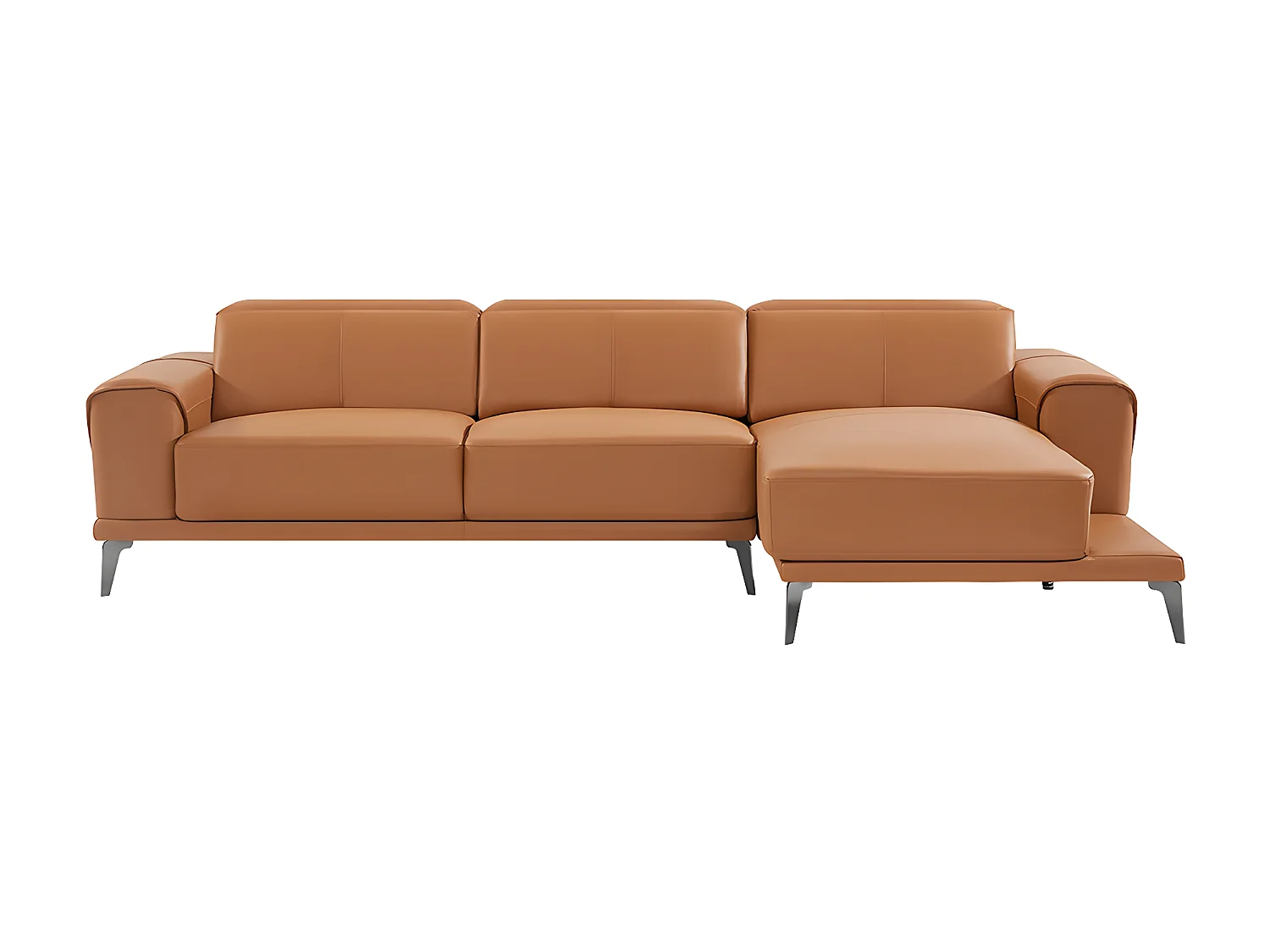Sofá de canto direito em pele de búfalo cor camel - ANDOR