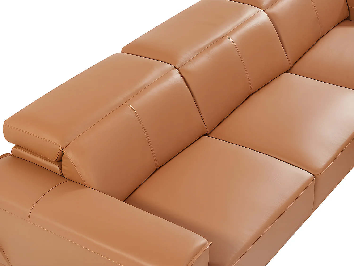 Sofá de canto direito em pele de búfalo cor camel - ANDOR