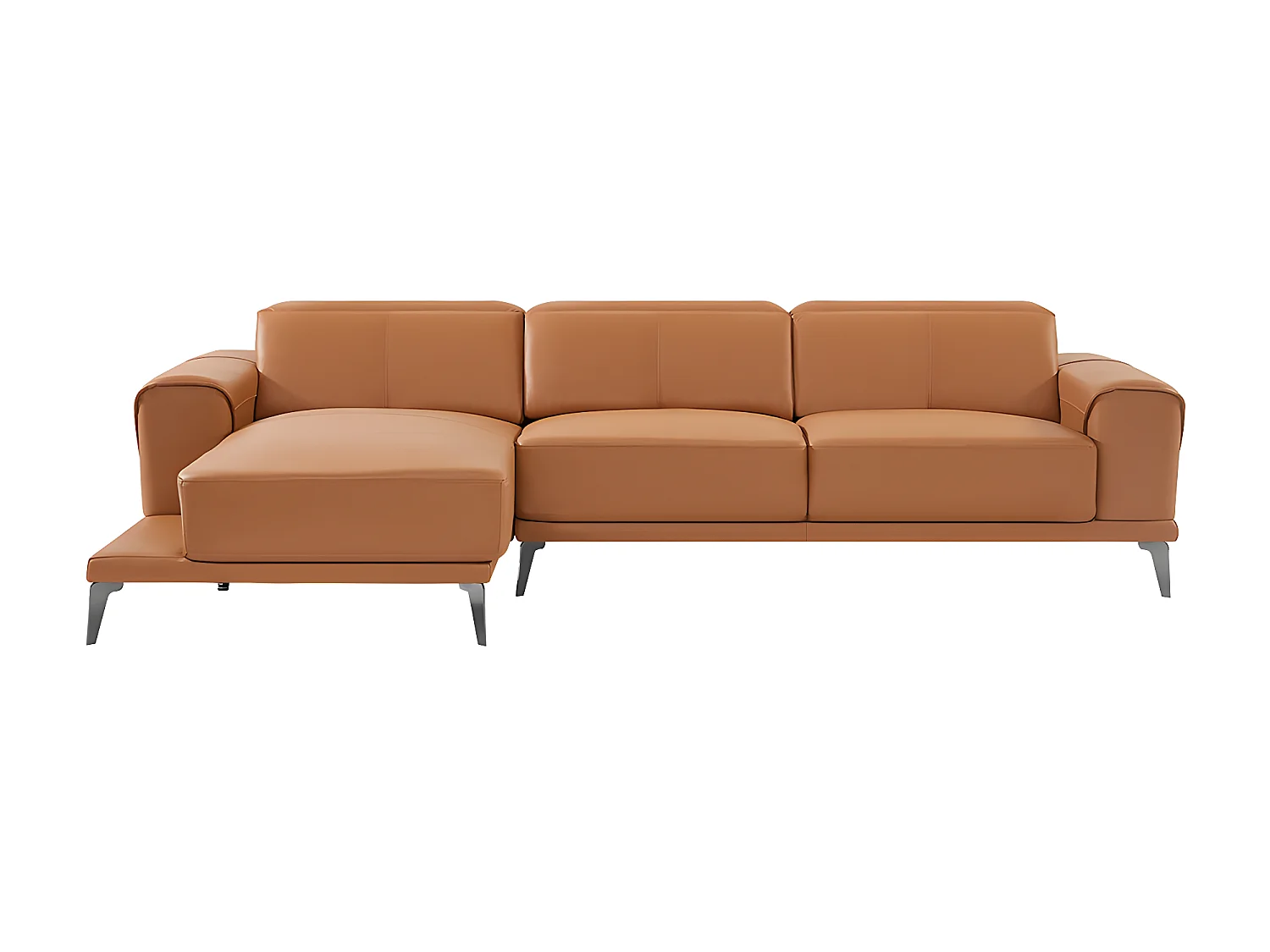 Canapé d'angle gauche en cuir de buffle camel ANDOR