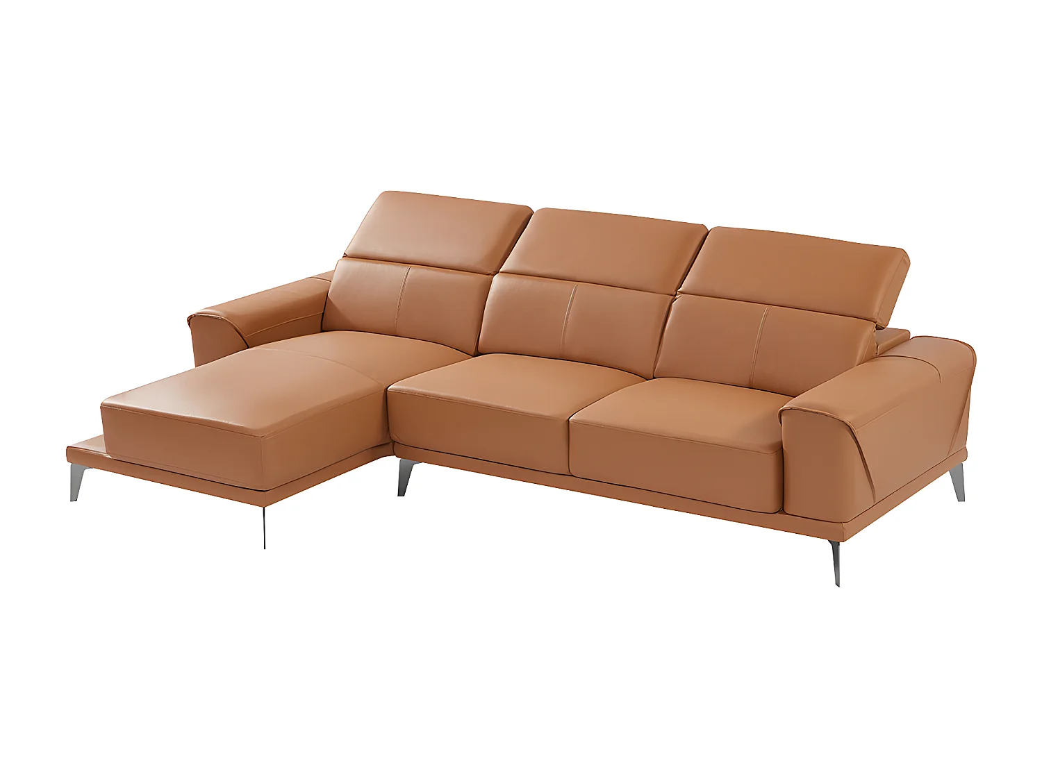 Canapé d'angle gauche en cuir de buffle camel ANDOR