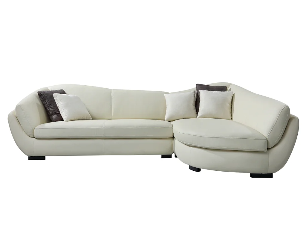 Kanapa narożna 5-osobowa CAIPI z bawolej skóry – kolor: kość słoniowa – Narożnik prawostronny marki Pascal Morabito