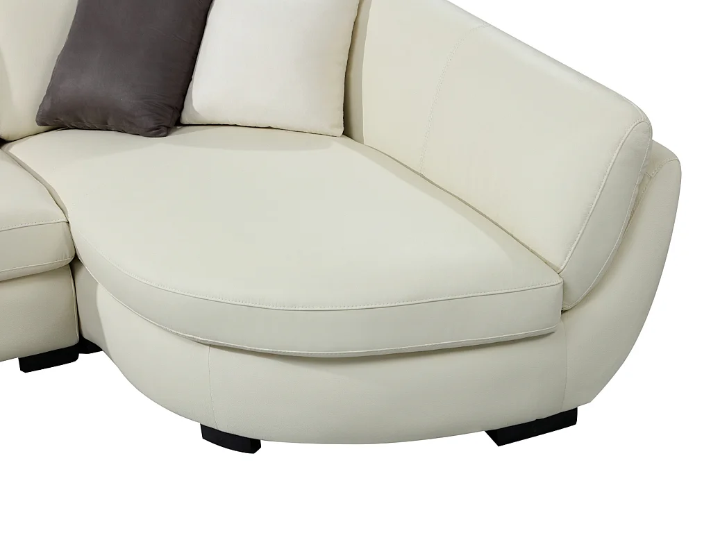 Kanapa narożna 5-osobowa CAIPI z bawolej skóry – kolor: kość słoniowa – Narożnik prawostronny marki Pascal Morabito