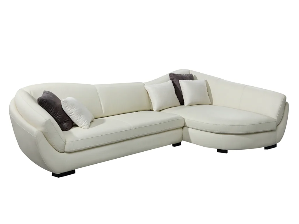 Kanapa narożna 5-osobowa CAIPI z bawolej skóry – kolor: kość słoniowa – Narożnik prawostronny marki Pascal Morabito