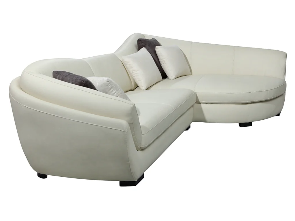 Sofá rinconera piel de búfalo de 5 plazas CAIPI - Marfil - Ángulo derecho de Pascal Morabito