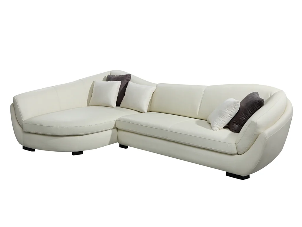 Sofá de canto em pele de búfalo com 5 lugares cor marfim de canto esquerdo - CAIPI de Pascal Morabito