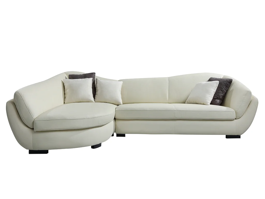 Sofá de canto em pele de búfalo com 5 lugares cor marfim de canto esquerdo - CAIPI de Pascal Morabito