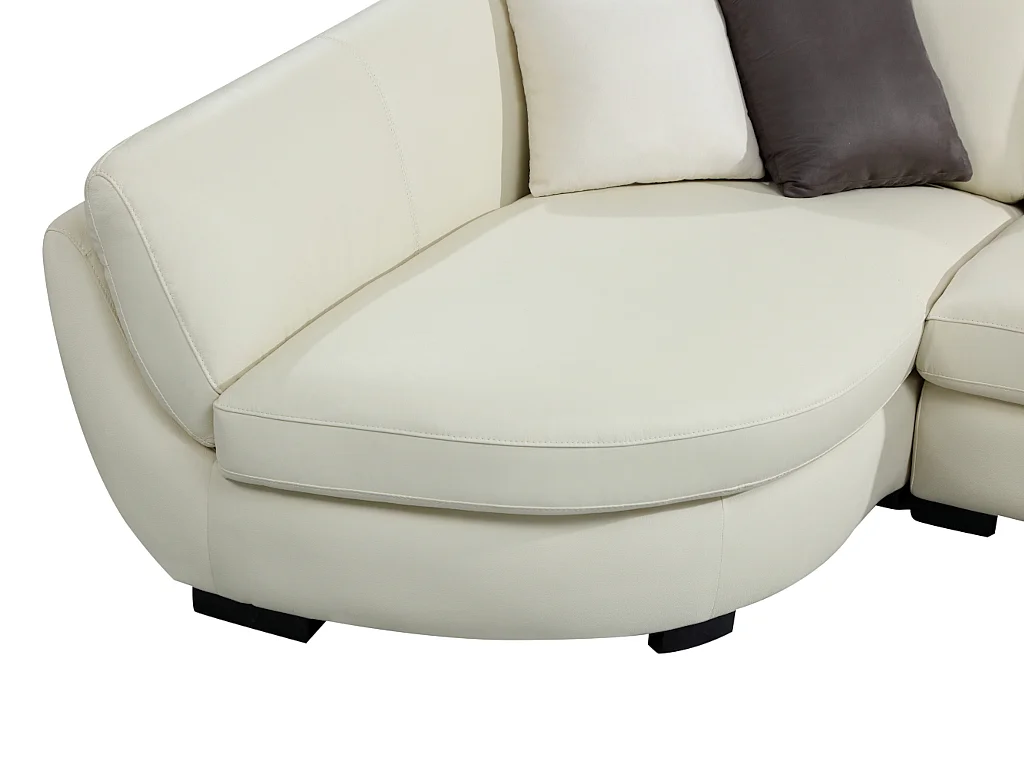 Sofá de canto em pele de búfalo com 5 lugares cor marfim de canto esquerdo - CAIPI de Pascal Morabito