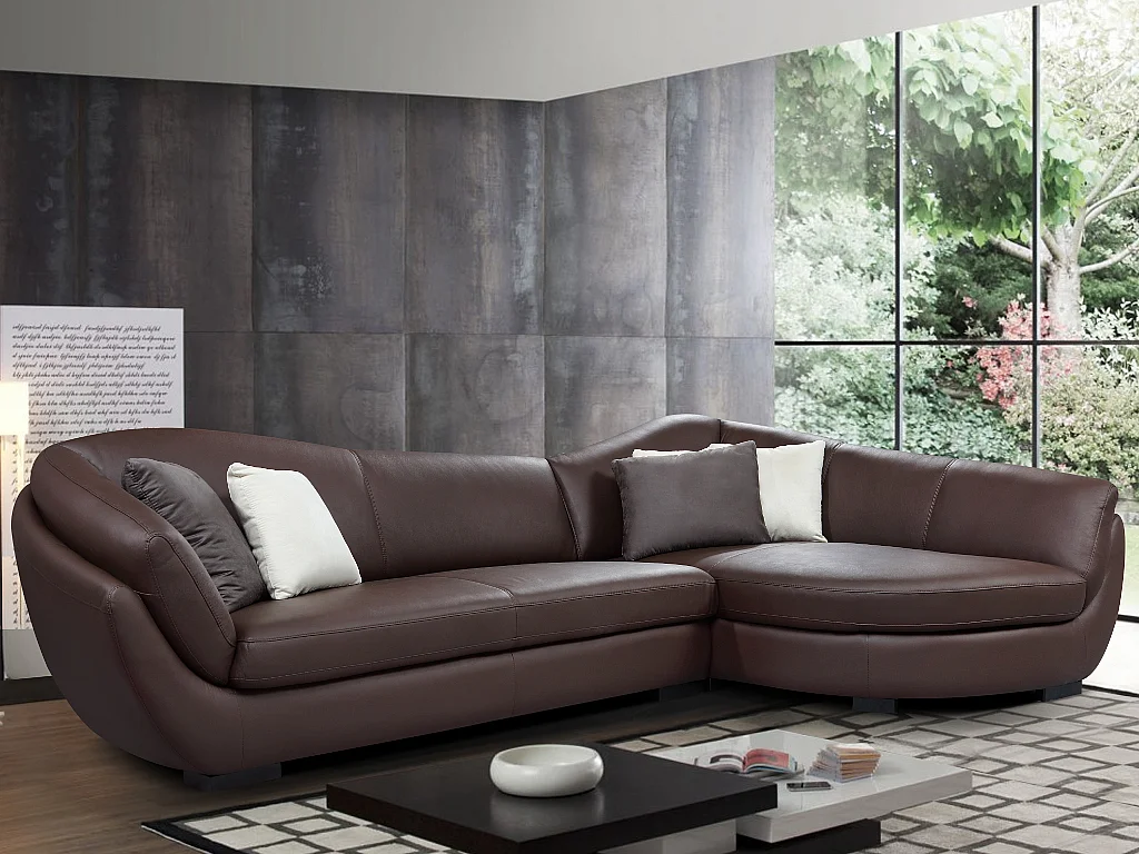 Ecksofa Leder 5-Sitzer - Büffelleder - Ecke Rechts - Braun - CAIPI von PASCAL MORABITO