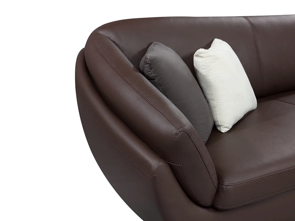 Sofá rinconera piel de búfalo de 5 plazas CAIPI - Marrón - Ángulo derecho de Pascal Morabito