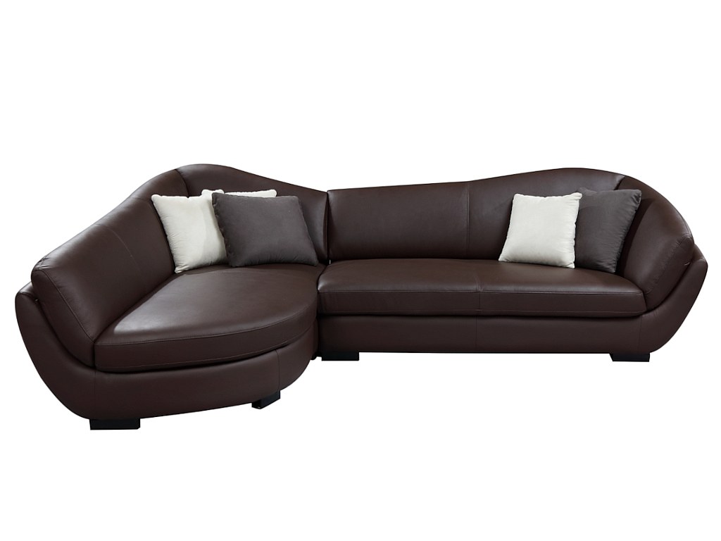Sofá rinconera piel de búfalo de 5 plazas - Marrón - Ángulo izquierdo