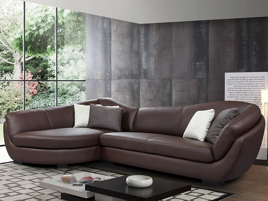 Ecksofa Leder 5-Sitzer - Ecke Links - Büffelleder - Braun - CAIPI von PASCAL MORABITO