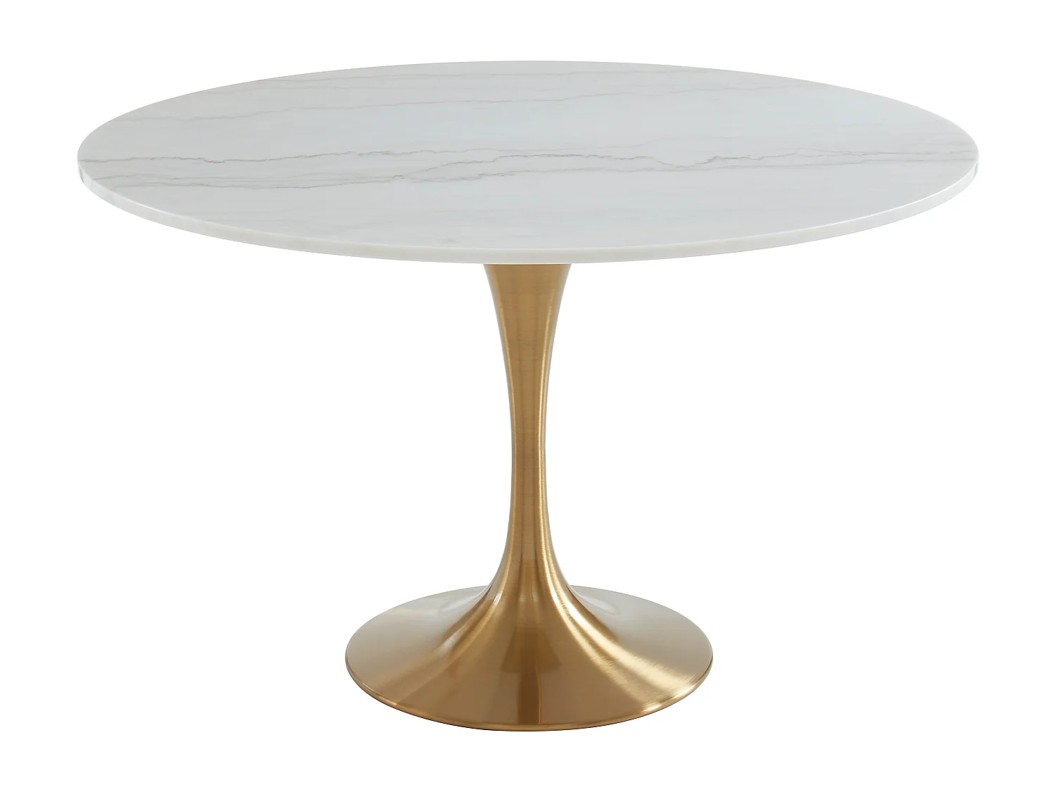 Table à manger  NORAH - 4 personnes - Marbre et métal - Blanc et Doré