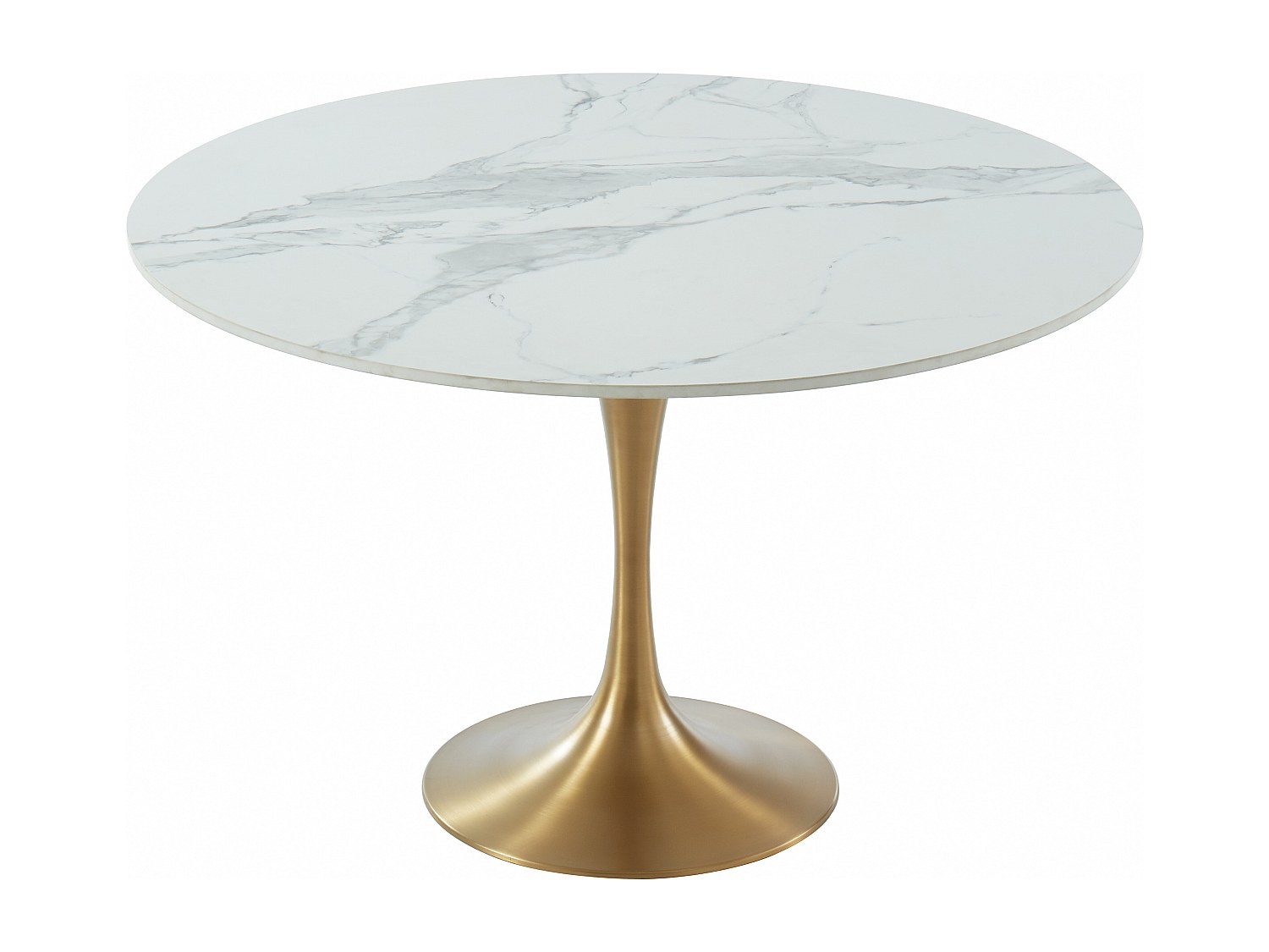Esstisch rund - Marmor & Metall - Weiß & Goldfarben - NORAH günstig online kaufen