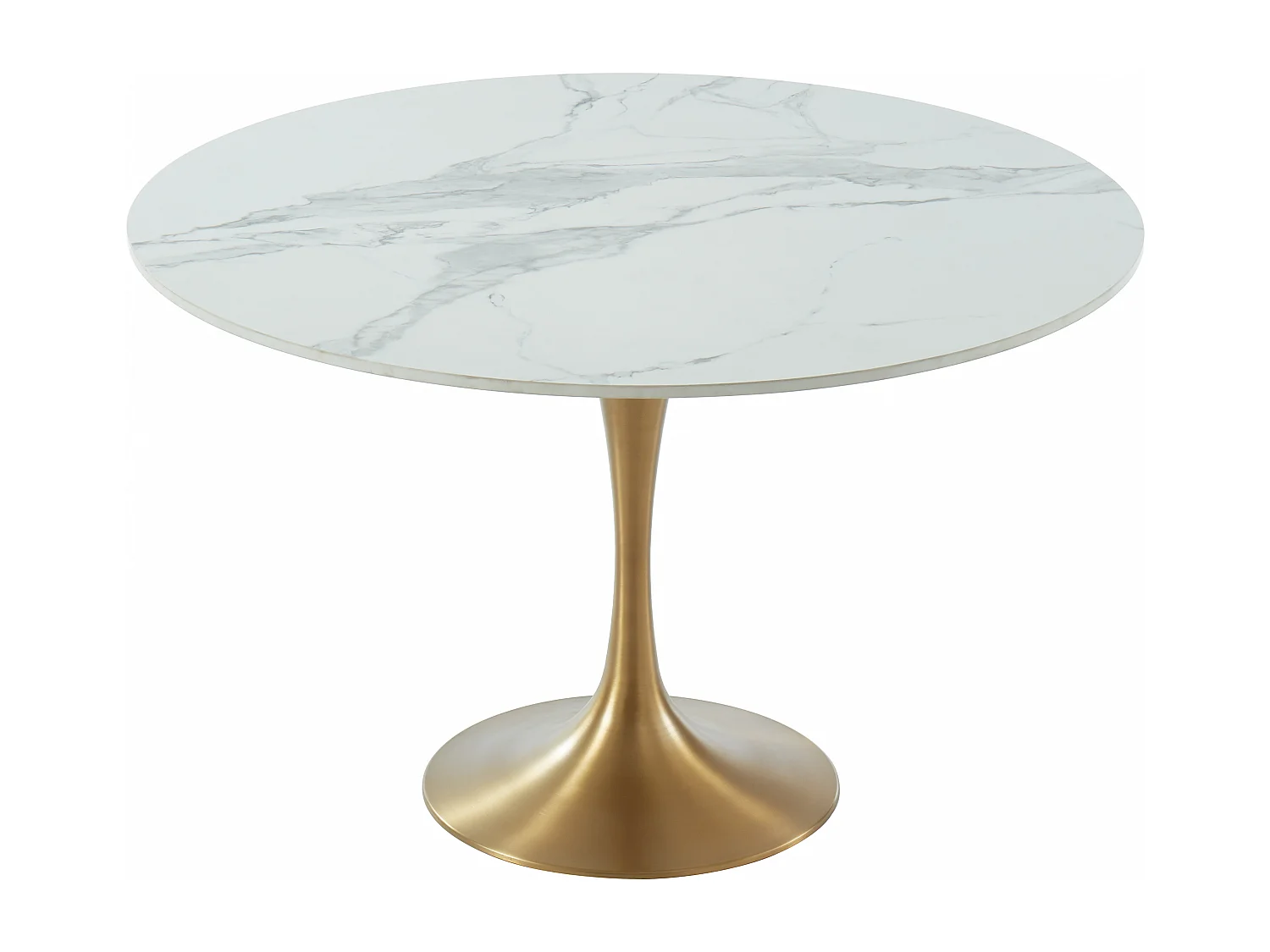 Table à manger  NORAH - 4 personnes - Marbre et métal - Blanc et Doré