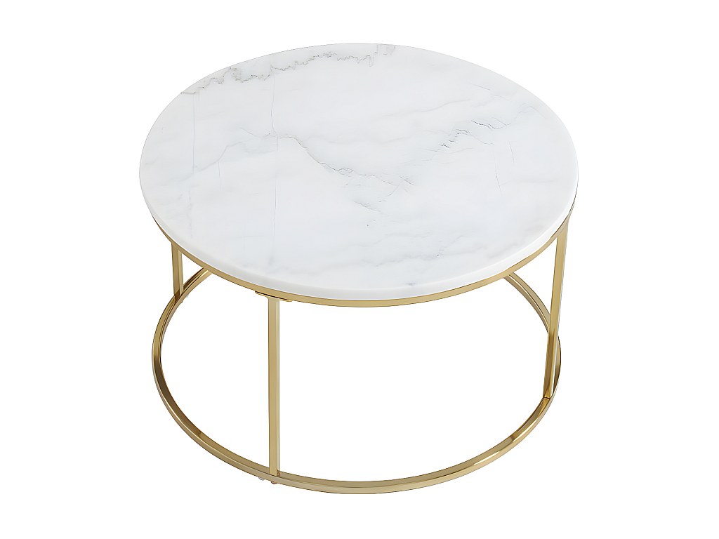 Couchtisch 2er-Set Marmor & Metall ANGELA - Weiß jetzt günstig und