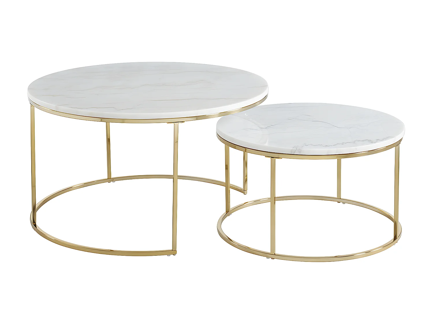 Tables basses gigognes ANGELA - Marbre blanc et métal doré de Pascal MORABITO