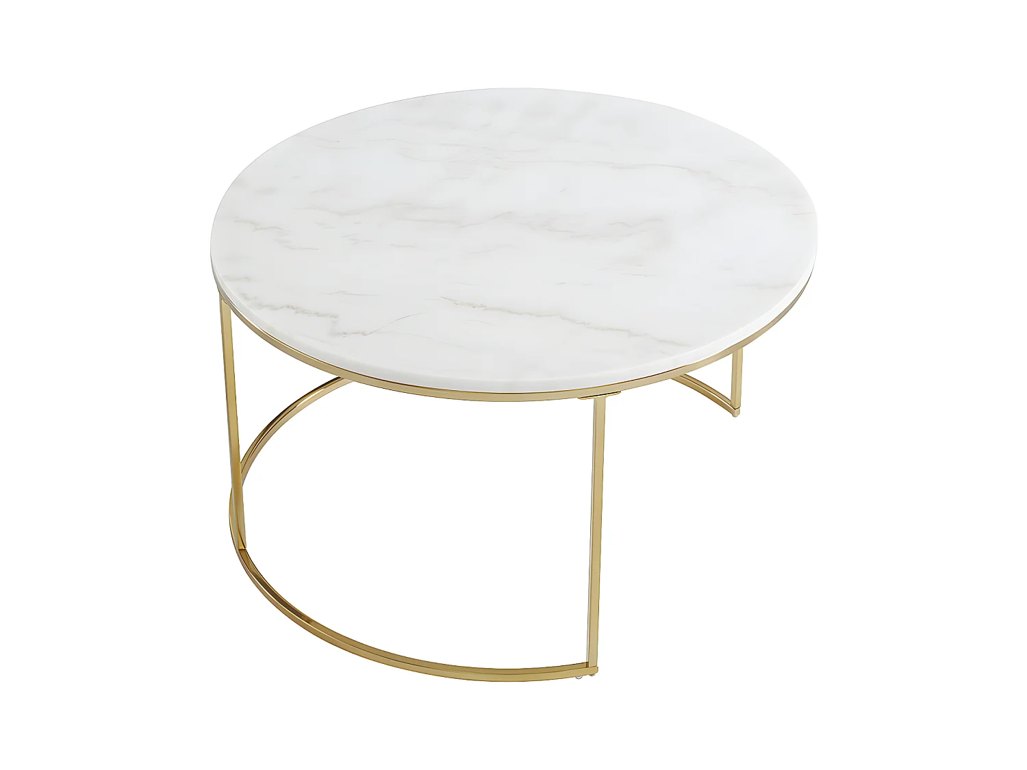 Tables basses gigognes ANGELA - Marbre blanc et métal doré de Pascal MORABITO