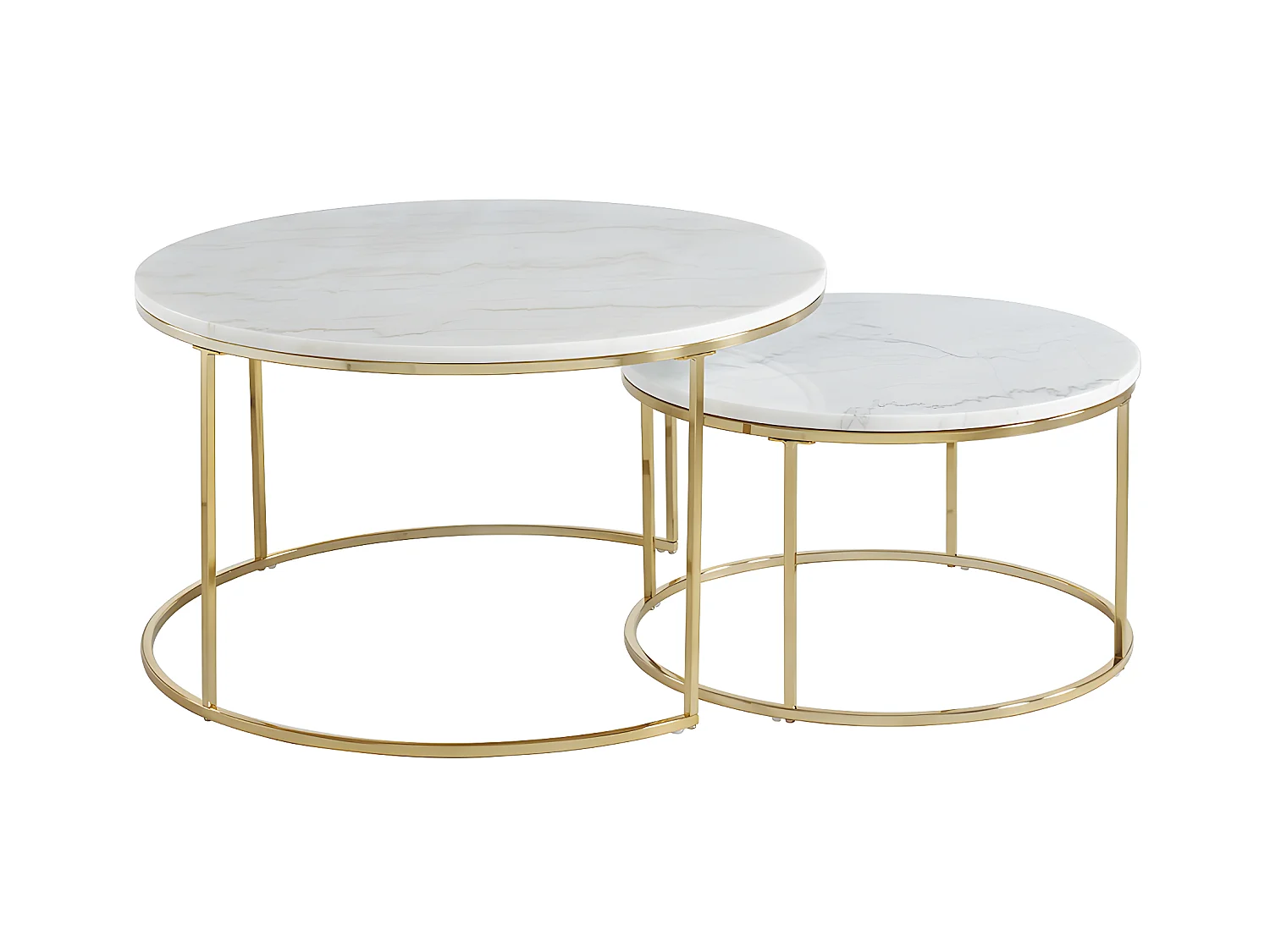 Tables basses gigognes ANGELA - Marbre blanc et métal doré de Pascal MORABITO