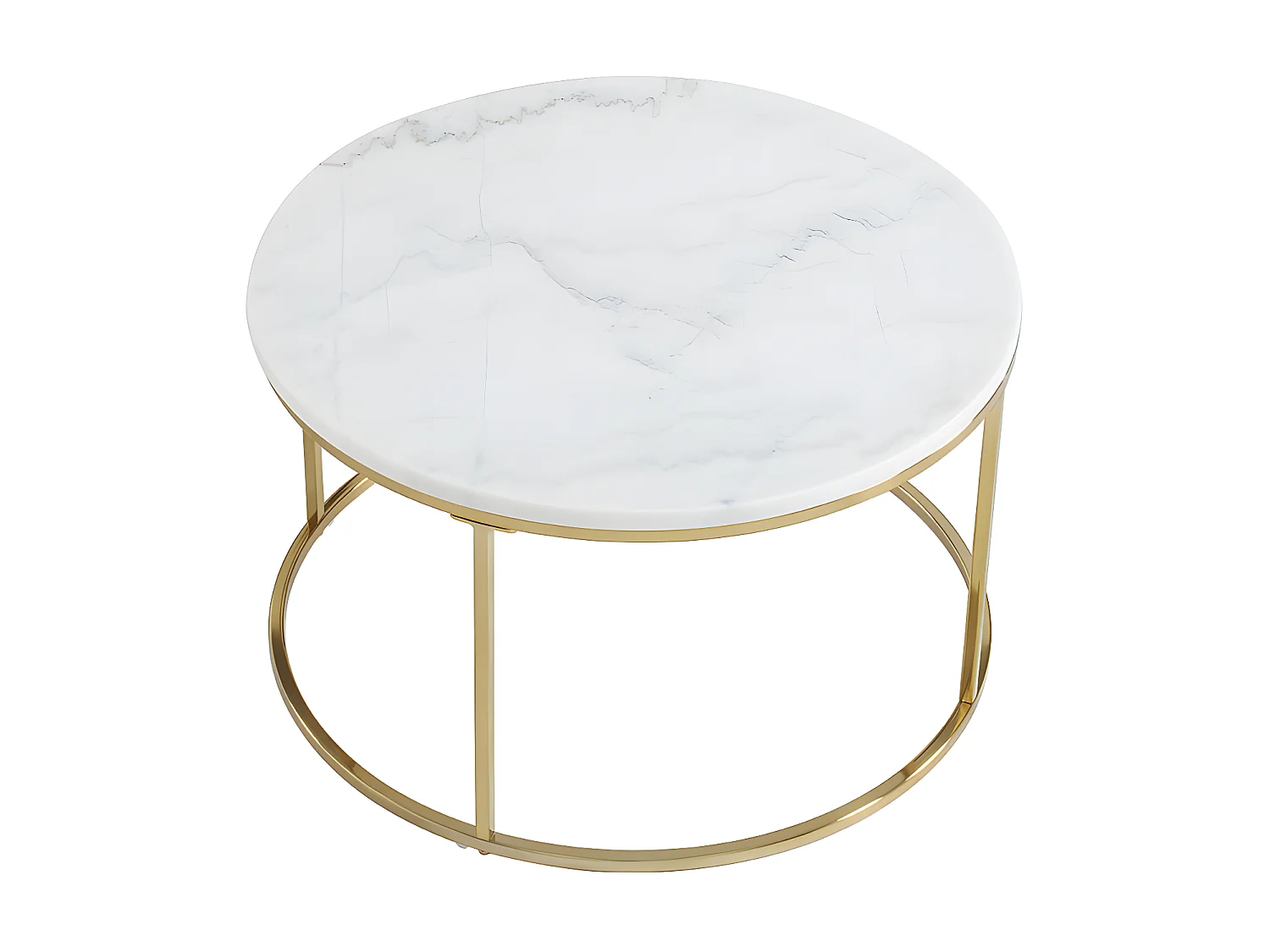 Tables basses gigognes ANGELA - Marbre blanc et métal doré de Pascal MORABITO