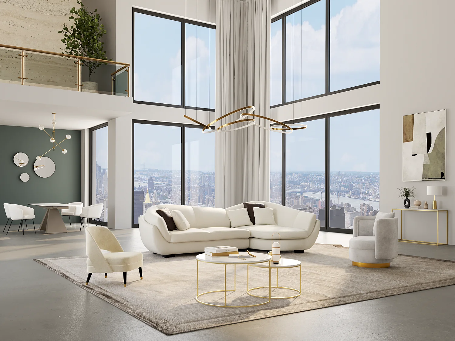 Bijzettafeltjes ANGELA - Marmer en metaal - Wit en goudkleurig - van Pascal Morabito